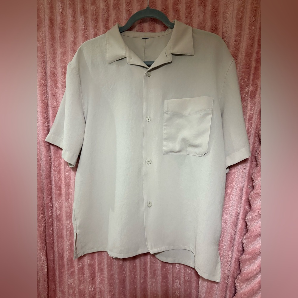 Lululemon Men•Lightweight Camp Collar Button-Up Shirt Pocket•Tan•LIKE NEW•Sz Med - Picture 7 of 15